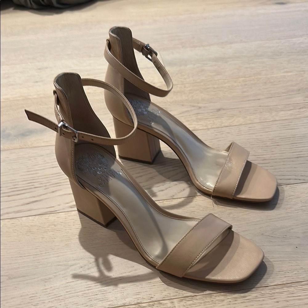 Elegant Tan Block Heel Sandals